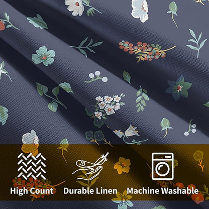 Vitage Floral Pillow Covers 22x22 Set of 2 Navy Green Spring Flower Leaf Pattern Rustic Decorative Outdoor Farmhouse Zipper Boho Pillowcases Decorations Throw Cushion Cover Decor for Couch Sofa Bed