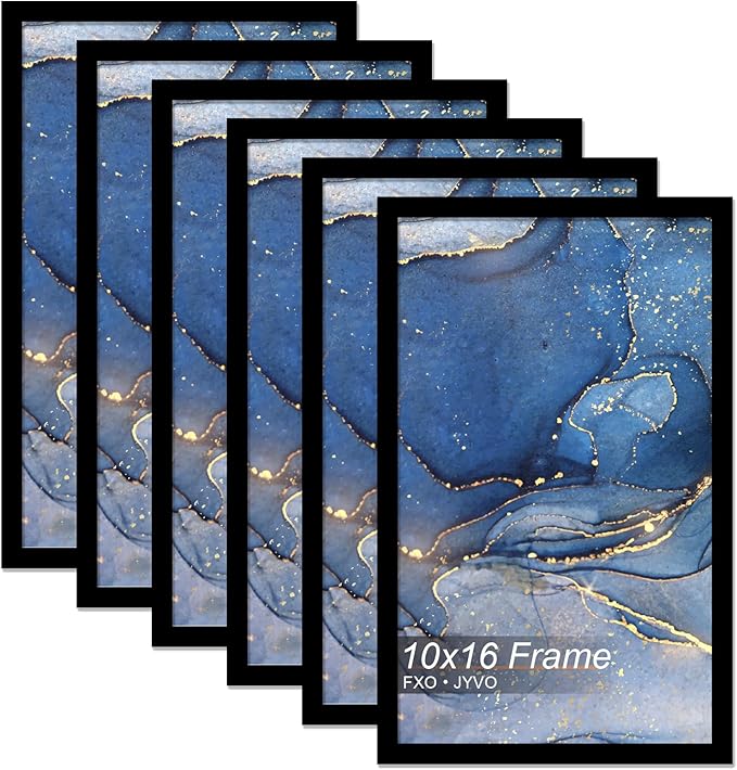 10x16 Picture Frame Set of 6, Black Frame for 10 x 16 Inch Picture Poster Photo, Light Weight and High Transparent 10 by 16 Frame for Wall - 6 Pack/Black/10 x16