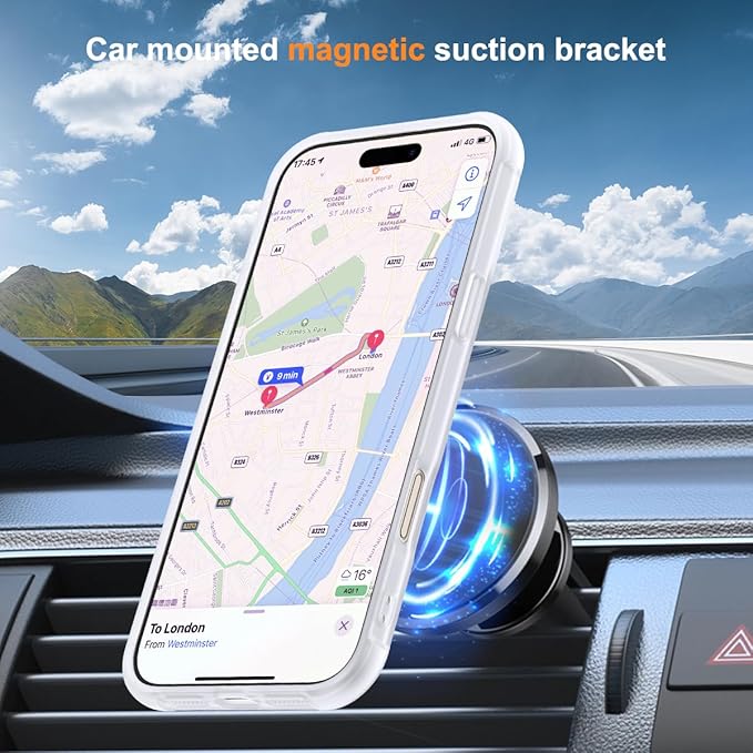 Compatible with iPhone 16 Pro Case with Invisible Magnetic O-Ring Stand Military-Grade Phone Case for iPhone 16 Pro 6.3" [Compatible with Mag-Safe][Great Grip Feeling],Translucent