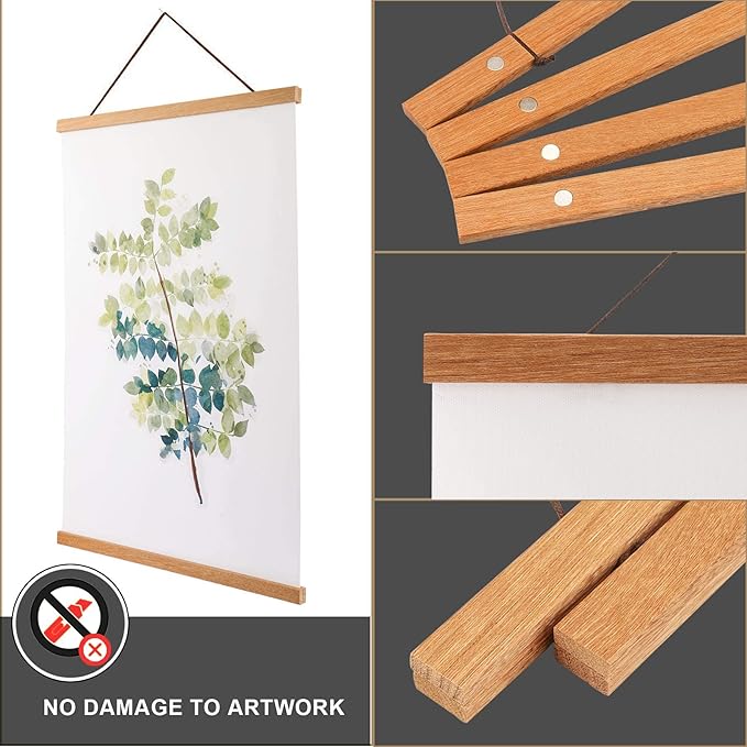 WITCOLOR Magnetic Poster Hanger Frame, Teak Magnet Poster Frame 18x24 18x12 18x18 for Posters, Paintings, Photos, Maps, Scrolls, Picture, Canvas Works and Art Prints(18",2 Pack)