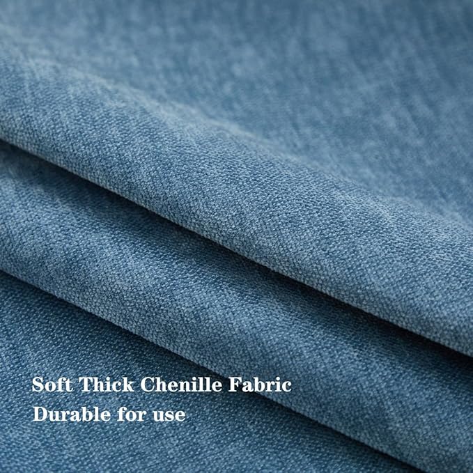 Sunday Praise Set of 2 Soft Chenille Cozy Throw Pillow Covers 18x18 Inch Solid Decorative Cushion Cases Farmhouse Accent Square Pillow Case for Couch Sofa Chair Bed Living Room Home Decor,Dusty Blue