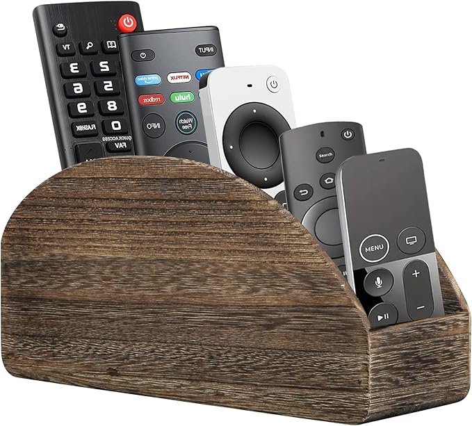BIBELUN TV Remote Control Holder with 5 Compartments, Bedside Table Remote Caddy, Desktop Storage Box Organizer/Tray to Store Pen, Controllers, Media Player, Cosmetics, Office Supplies, Home Décor