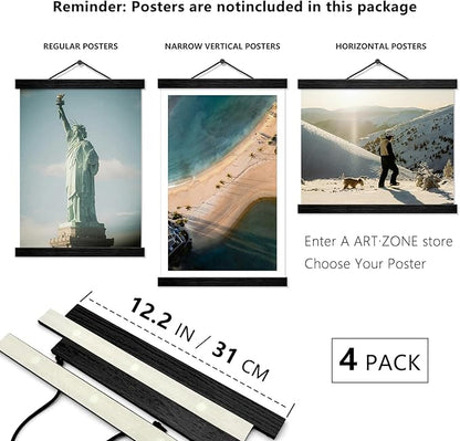 4 Pack Magnetic Picture Frames - 12x16 12x18 12x24 Poster Frame Hanger for Photo Picutre Canvas Artwork Art Print Wall Hanging