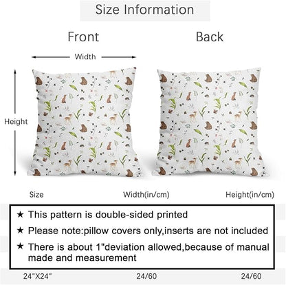 Neutral Spring Pillow Covers 20x20 Set of 2 Forest Throw Pillow Covers Rustic Pillowcase Linen Decoration Farmhouse Soft Decorative Plants Animals Cushion Case Couch for Indoor Outdoor Home Decor