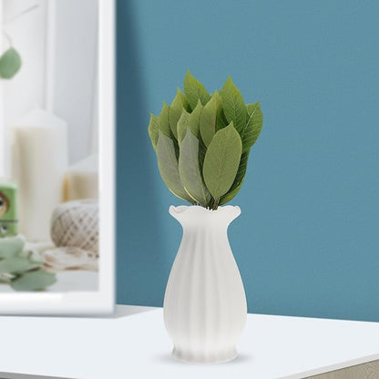 Ceramic Flower Vase White Matte Finish Modern Minimalist Decorative Container for Indoor Fresh Silk Flowers Home Office Tabletop Centerpiece