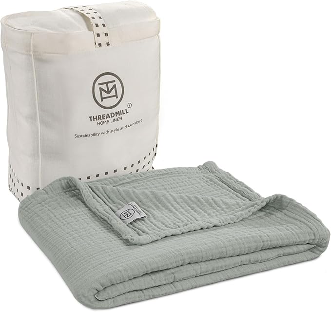Threadmill Muslin Baby Blanket | 4 Layer Swaddle Blankets for Newborns| Multi-Use Muslin Blankets 41 x 37| Ultra-Soft Breathable Baby Wrap for Boys & Girls| Registry Essential| Scottish Grey