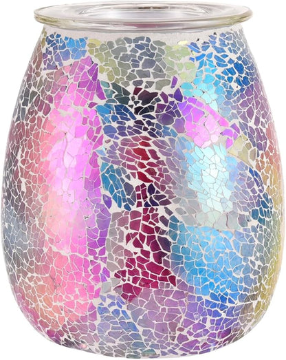Dicimi Seven Color Mosaic Candle Heater, Glass Wax Melt Heater, Electric Fuel Burner - Incense Wax Cube Melting and Burner - Home Electric Air Freshener Art Present (Seven Color Tempered)