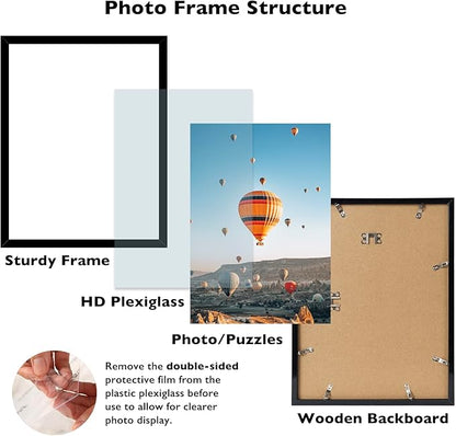 20x27 Picture Frame Set of 2 Black for Puzzles Poster Photo Picture, Horizontal and Vertical Formats for Wall Hanging, 20 x 27 Wall Gallery Puzzles Frame for 20 by 27 Photos Posters, 2 Pack,Black