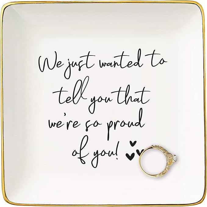 Inspirational Quotes Gifts-Meaningful Birthday Christmas Gifts-Funny Affirmations Reminder Present-Positive Motivational Encouragement Present,So Proud of You-Jewelry Tray Trinket Holder Ring Dish