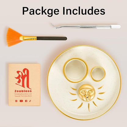 ZenBless Multifunction Incense and Candle Holder for Burning Sage, Palo Santo, Incense Sticks - 5.9" Ceramic Ash Catcher Tray for Meditation Room Home Decor (Gold)