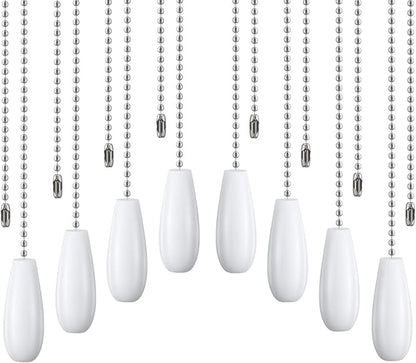 8 Pieces Ceiling Fan Pull Chains Extender Wooden Pendant Pull Chain Extension for Ceiling Light Lamp Fan(White)