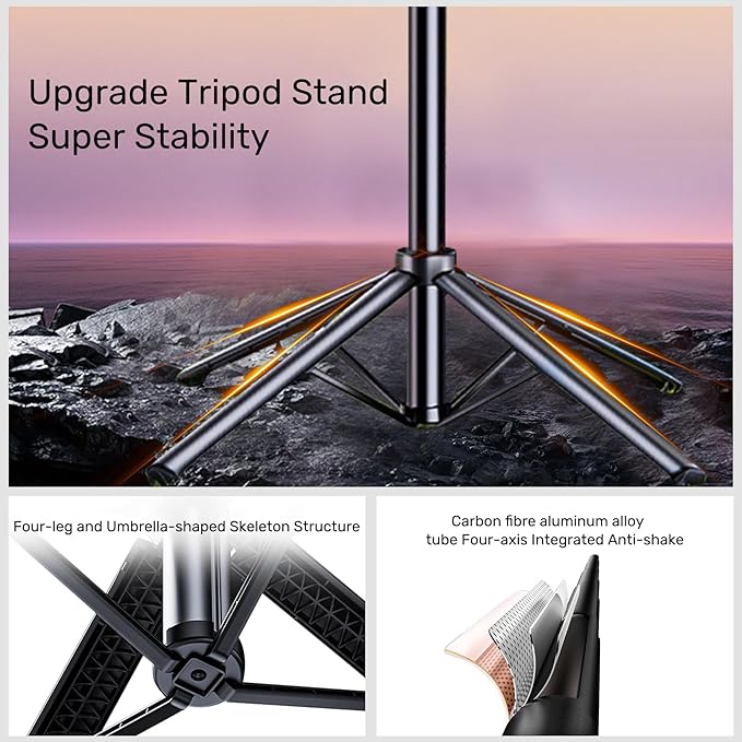 Auto Face Tracking Selfie Stick Tripod for iPhone with Light,360 Rotation That Follows Your Movement,70.9" Phone Camera Tripod Stand with Remote for Content Creator Vlog Live Stream Video Recording