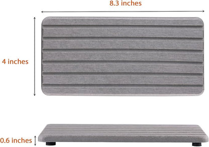 2 PCS Water Absorbent Diatomite Coasters Rectangle, Grooved Design, Water Absorbing Stone Used for Hand Soaps & Plants & toiletries in The Modern Home