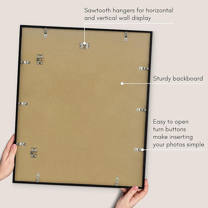 Americanflat 20x24 Picture Frame with Polished Plexiglass - Use as 16x20 Frame with Mat or Display 20x24 Photo Without Mat - Streamline Collection - Thin Border Picture Frames for Wall - Black