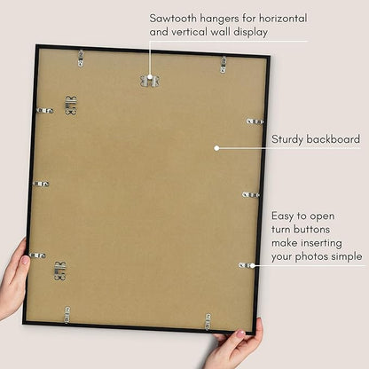 Americanflat 20x24 Picture Frame with Polished Plexiglass - Use as 16x20 Frame with Mat or Display 20x24 Photo Without Mat - Streamline Collection - Thin Border Picture Frames for Wall - Black