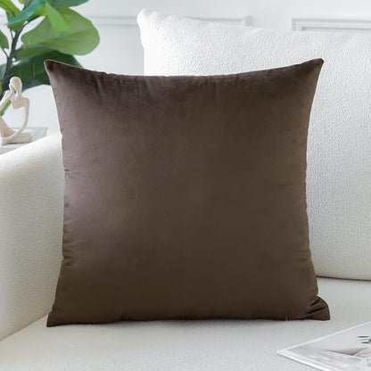 Artscope Luxury Velvet Pillow Covers Decorative Square Pillowcases Soft Solid Cushion Cases for Couch Sofa Bedroom Car Decor 22x22 Inch Chocolate Brown