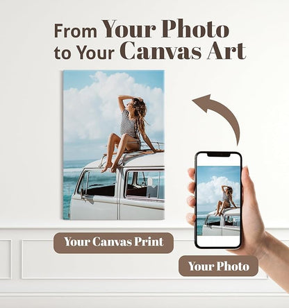 TreeDeal Custom Canvas Prints with Your Photos, Framed 12” x 18” Personalized Pictures Print, Customized Photo to Canvas Wall Art Ideal for Home Decor Gift Wrapping Pets Family Baby Wedding