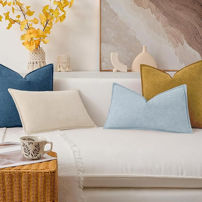 Kevin Textile Waterproof Decorative Pillow Covers Light Blue 20x20 Inch Pack of 2 Soft Boucle Textured Throw Pillowcases Elegant Accent Pillows for Couch Sofa Chair Bed Home Decor Indoor Outdoor