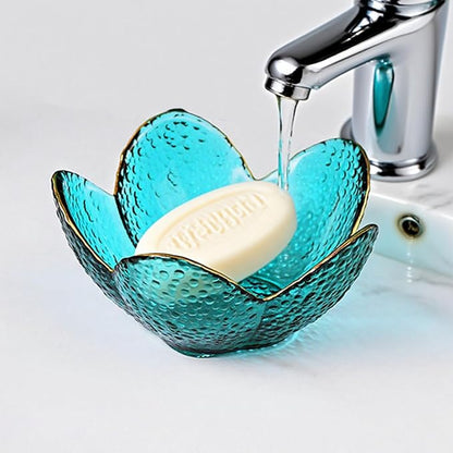 Small Jewelry Tray Dish for Women, Green Glass Jewelry Dish Trinket Tray, Flower Ring Dish Engagement Gift, Crystal Ring Holder Dish, Bathroom Jewlery Plate Dish, Jewelry Bowl for Earrings