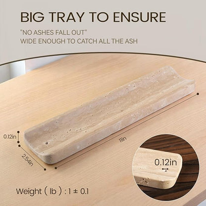 Koville Marble Incense Holder, Incense Holder for Sticks, Incense Sticks Holder Ash Catcher for Meditation Yoga SPA, Natural Stone Incense Burner, Home Table Decor (Travertine)