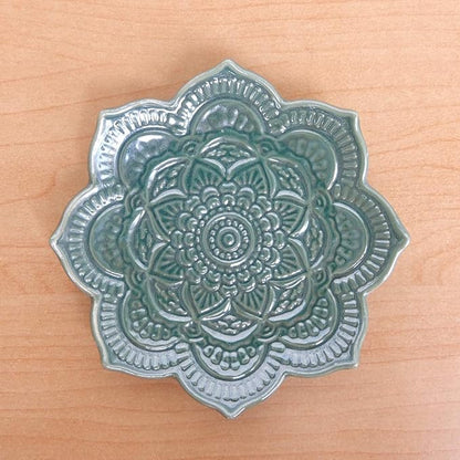 PUDDING CABIN Green Mandala Ring Dish, Birthday Gift for Mom Female Women Friend Girls