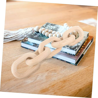 Decorative Wood Chain Links for Living Room Rustic Knot Decor for Home Table Centerpiece Handmade Natural Wood Ornament for Nursery Bedroom and Housewarming Gifts