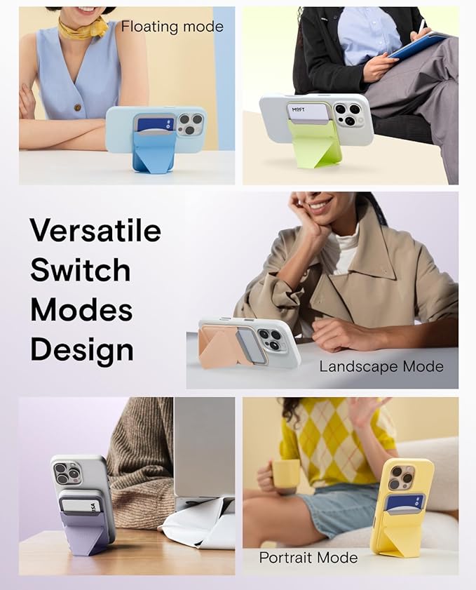 MOFT Magnetic Wallet Stand Compatible with iPhone 17/16/15/14/13/12 Series, Angle Adjustment & Magsafe Compatible MOVAS Phone Stand,Classic Nude