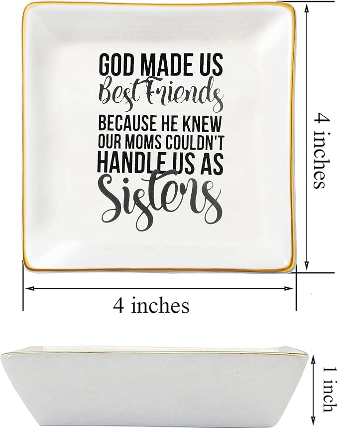JoycuFF Best Friend Birthday Gifts for Women Jewelry Dish Tray Cute Ring Holder Unique Gifts for Bestie Bff Thanksgiving Day Mother's Day Christmas