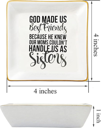 JoycuFF Best Friend Birthday Gifts for Women Jewelry Dish Tray Cute Ring Holder Unique Gifts for Bestie Bff Thanksgiving Day Mother's Day Christmas