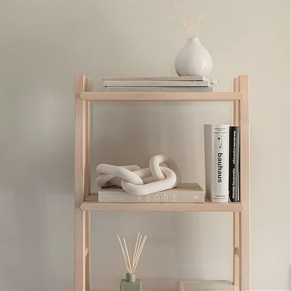 Wood Chain Link Decor - White Wooden Decorative Objects for Shelves, Coffee Table Sculpture, Book Shelf Accessories, Modern Shelf Decor Accents, Console or Entryway Table Decorations