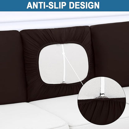 Smiry Printed Couch Cushion Covers, Stretch Soft Couch Covers for Sofa, Washable Non-Slip Sofa Slipcover Furniture Protector for Indoor and Outdoor (Backrest M, Chocolate)