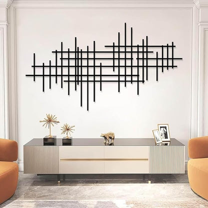Geometric Line Metal Wall Art, Minimalist Geometric Metal Wall Art, Line Wall Decor, Modern Luxury Wall Decor, Abstract Wall Decorations, Minimalist Bedroom Wall Hanging (Silver, 41"x23"/105x59cm)