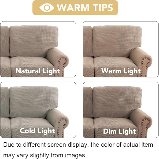 H.VERSAILTEX Multi-Pieces Couch Covers for 3 Cushion Sofa High Stretch Couch Cushion Covers Jacquard Textured Twill Fabric(3 Seat Covers Plus 3 Back Cushion Covers, Sand)