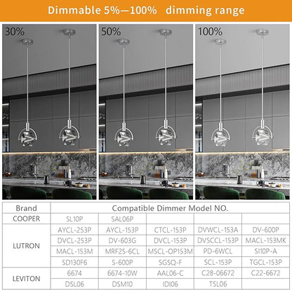 Pendant Ceiling Light Fixture for Kitchen Island, Modern Mini Integrated LED Hanging Light, Crystal Pendant Light in Chrome, Bedroom, Dining Room, Bar (1-Lights)