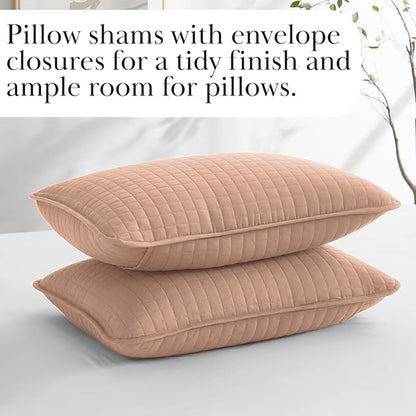 Southshore Fine Living, Inc. Full/Queen Quilt Set, Stitched Full Size with 2 Matching Pillow Shams, Lightweight Quilt Coverlet, Easy Care Machine Washable Queen Size Quilt Bedspread, Blush