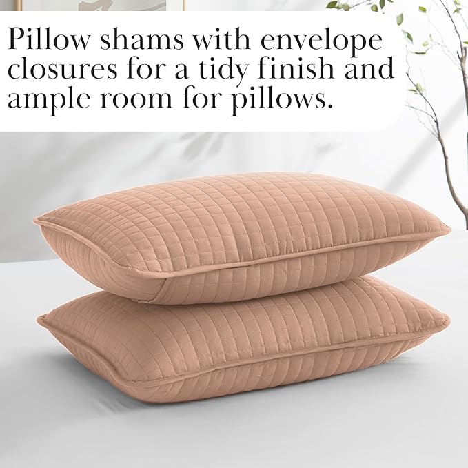 Southshore Fine Living, Inc. Oversized King Quilt Set, Stitched Blush Pink Quilt Bedspread, 2 Matching Pillow Shams, Machine Washable Cal/King Quilts, Hotel Quality Bedding, Cozy Coverlet, Blush