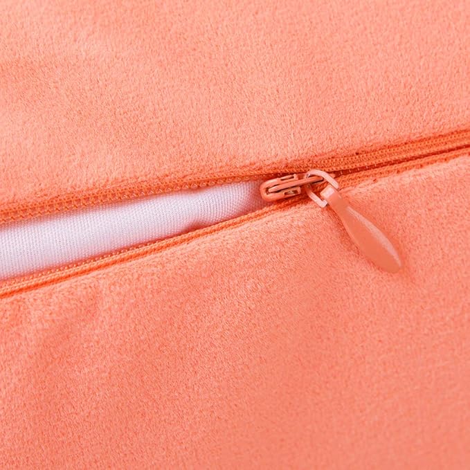 Set of 2 Comfortable Throw Pillow Cover for Bedding, Decorative Accent Cushion Sham Case for Couch Sofa, Soft Solid Velvet with Zipper Hidden - 18"x18", Living Coral