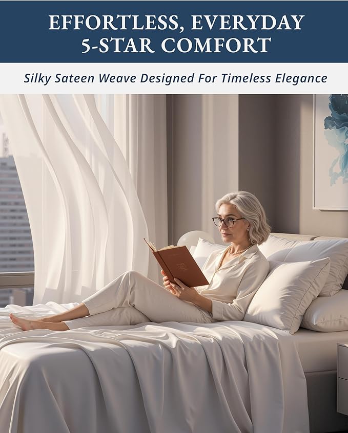 LANE LINEN 100% Egyptian Cotton California King Sheet Sets, Soft & Comfy Luxury Hotel Like Thick Fully Elasticized Bed Sheets, No Pill Fade Resistant Oeko Tex Certfied Cal King Sheets - White