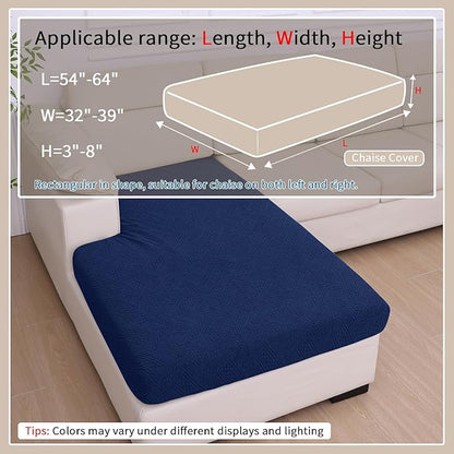 hyha Waterproof Couch Cushion Covers for Sectional Sofa, Sofa Slipcover Washable, Sectional Chaise Lounge Couch Covers L Shape for Pets with Elastic Bottom(Chaise, Navy)