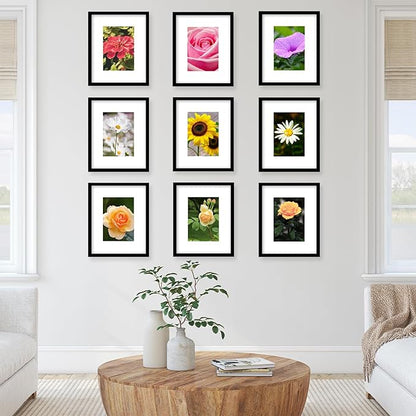 8x10 Picture Frame with 5x7 Mat Set of 2, Display Photo 5x7 with Mat or 8x10 without Mat, 8 by 10 Wall Poster Photo Frame with Shatter Resistant Plexiglass for Wall or Tabletop, 2 Pack, Black