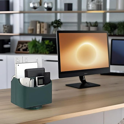 UnionBasic Rotating Desk Organizer, 360 Degree Desk Spinning Caddy, Desktop TV Guide/Mail/Media/Remote Controller Holder Organizer, Vintage Green