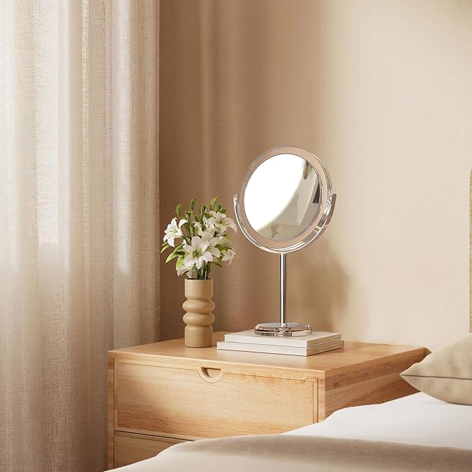 Auxmir 1X/ 30X Magnifying Mirror, Double Sided Makeup Mirror with Stand, Vanity Tabletop Mirror with Tweezer, 360° Rotation Portable for Dressing Table Desk Bathroom Bedroom Travel, 8 Inch
