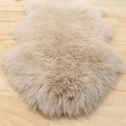 Woolous Genuine New Zealand Sheepskin Rug 2x3 ft – Natural Lambskin Wool, Luxurious Real Sheepskin Throw for Baby, Living Room, Bedroom, Sofa & Chair Cover (Single Pelt, Linen)