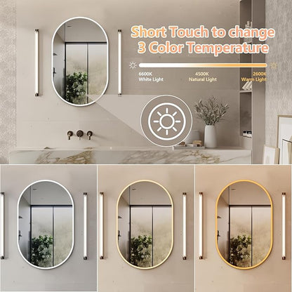 Niccy Oval LED Bathroom Vanity Mirror, 32"x20" Front lit Mirror with Light, Smart Anti-Fog Waterproof Mirror with Memory Function Dimmable Lighted Mirror