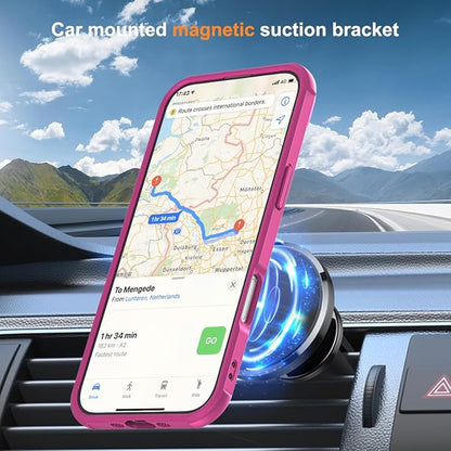 Compatible with iPhone 17 Air Case with Invisible Magnetic O-Ring Stand Military-Grade Translucent Phone Case for iPhone 17 Air 6.5" [Compatible with Mag-Safe][Great Grip Feeling], Rose