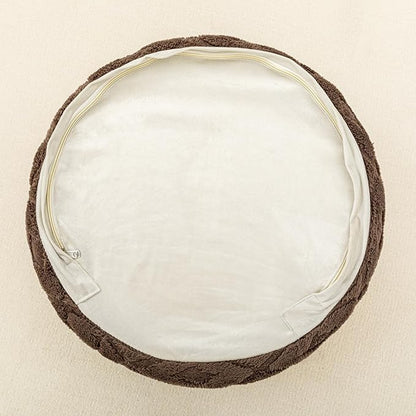 Round Pouf Ottoman Stuffed 20 x 20 x 14 Inches Boho Poof Foot Stool Home Decor Floor Pouffe Ottoman Foot Rest for Couch Sofa Bean Bag Chairs Living Room Bedroom (Dark Coffee)