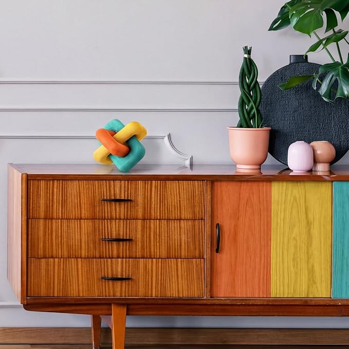 Amyhill 3 Link Knot Decor Mid Century Modern Color Coffee Table Decoration Chain Link TV Decor Mid Century Modern Shelf Entryway Objects for Home Living Room Farmhouse Bedroom Inspired Aesthetic Art
