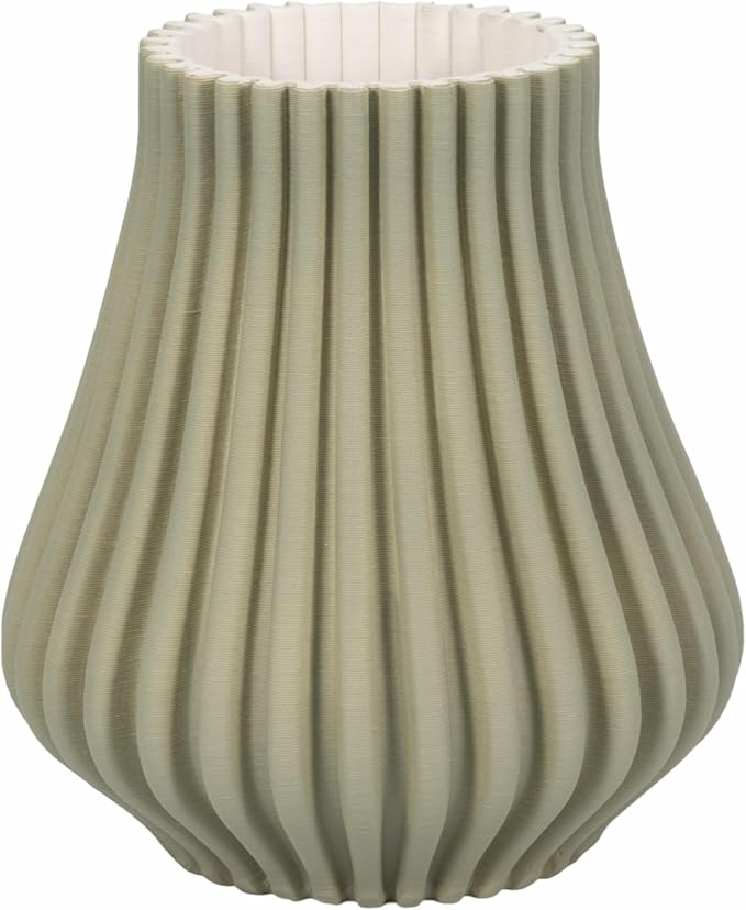 Ceramic Vase for Home Decor – Sculptural 3D Design Living Room Vase for Bedroom, House, Room, or Office Accent – Ribbed Decorative Flower Accent and Table Accents – 11” Green