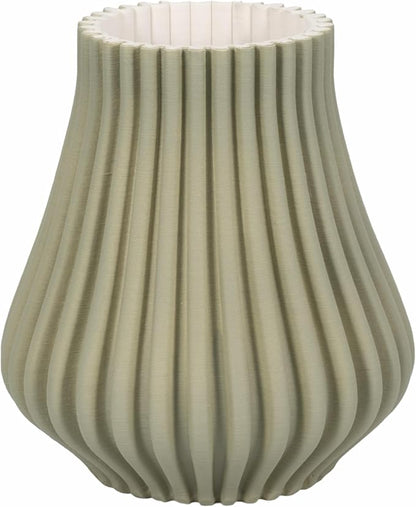 Ceramic Vase for Home Decor – Sculptural 3D Design Living Room Vase for Bedroom, House, Room, or Office Accent – Ribbed Decorative Flower Accent and Table Accents – 11” Green