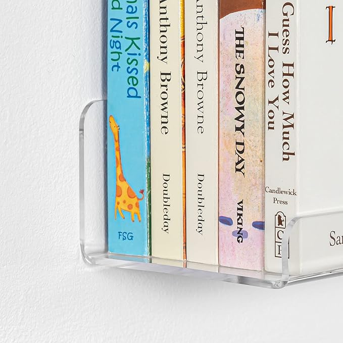 OAPRIRE 2-Pack Clear Acrylic Floating Wall Shelves, 10" Minimalist Book & Decor Shelf Set for Bedroom, Bathroom, Kitchen